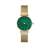 Rosefield Watch - Small Edition Emerald Green Mesh Gold Watch
