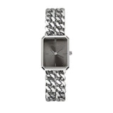 Rosefield Watch - Octagon Extra Small Grey Dial & Double Silver Chain Strap
