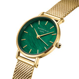 Rosefield Watch - Small Edition Emerald Green Mesh Gold Watch