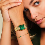 Rosefield Watch - Boxy Extra Small Emerald Green & Gold Watch