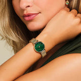 Rosefield Watch - Small Edition Emerald Green Mesh Gold Watch