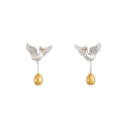 Nick Von K - Golden Goose Stud Earrings in Sterling Silver