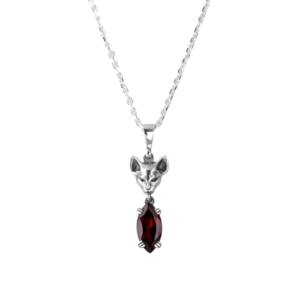 Nick Von K - Salem Cat Garnet Drop Pendant