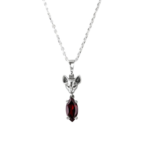Nick Von K - Salem Cat Garnet Drop Pendant