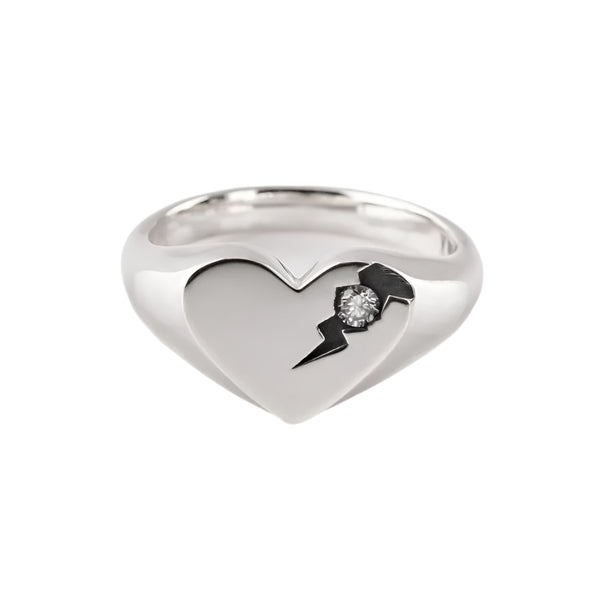 Nick Von K - Perfectly Flawed Heart Ring with Lab Diamond in Sterling Silver