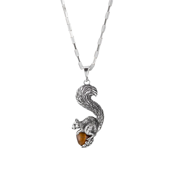 Nick Von K - Squirrel Charm Pendant in Sterling Silver with Tigers Eye