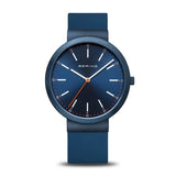 Bering - Blue Sunray Dial With Blue & Orange Silicone Strap