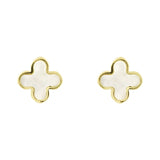 Brent Weatherall - 9ct Yellow Gold Mother Of Pearl Clover Stud Earrings