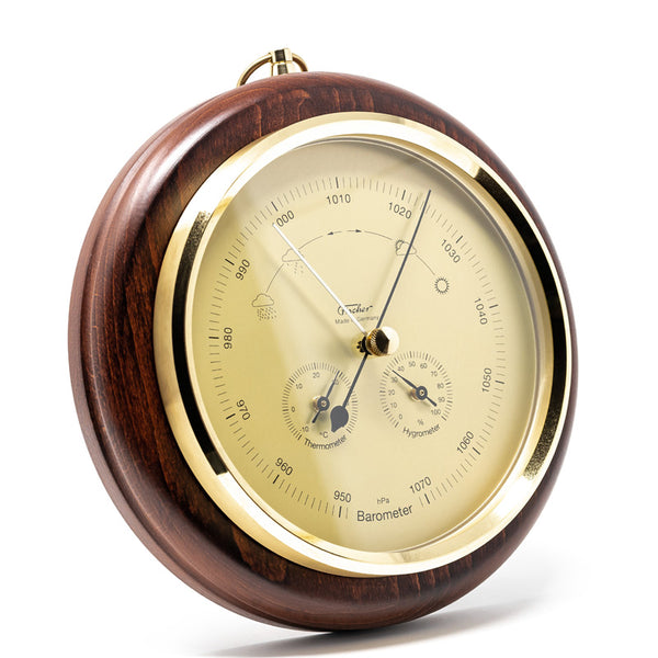 Fischer - Modern Weather Station Brass And Mahogany Wood