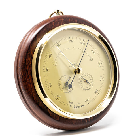 Fischer - Modern Weather Station Brass And Mahogany Wood