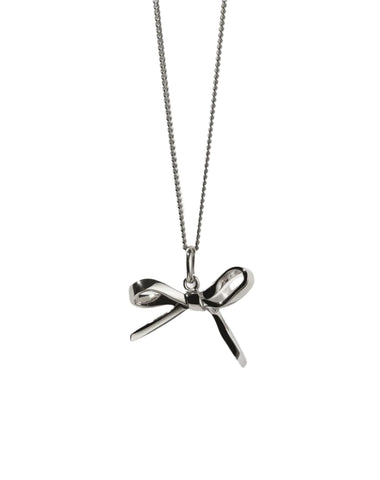 Meadowlark - Bow Charm Necklace Silver