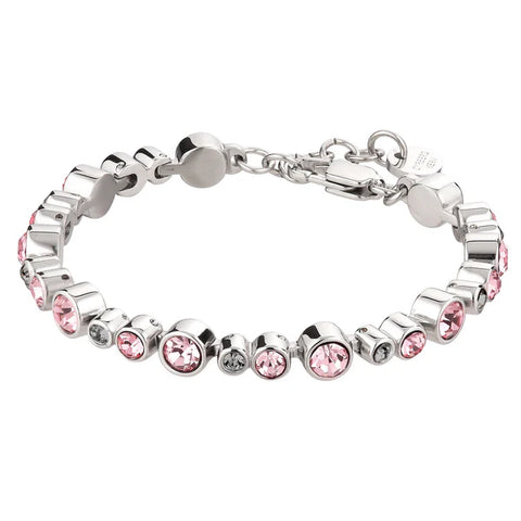 Dyrberg/Kern - Teresia Shiny Silver Tennis Bracelet Vintage Rose & Grey
