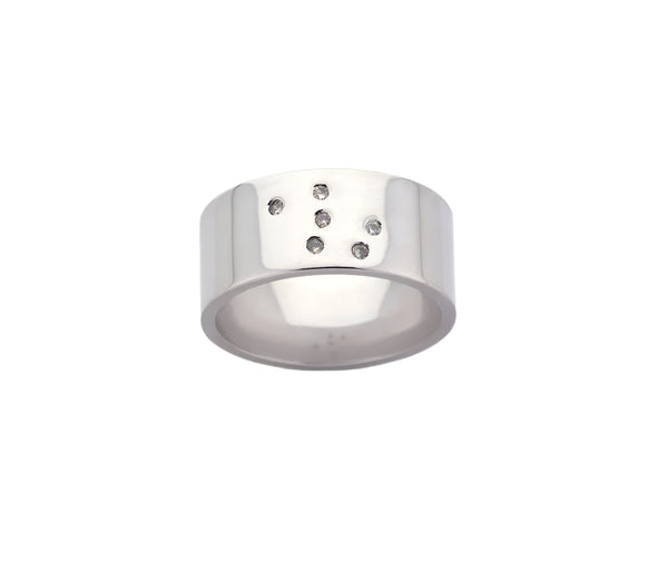 Karen Walker - Sterling Silver Blue Topaz Ring 6X1.5mm Scattered Ring