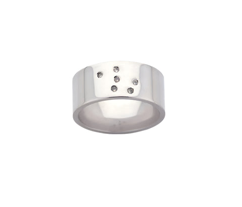 Karen Walker - Sterling Silver Blue Topaz Ring 6X1.5mm Scattered Ring