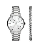 Armani Exchange - Three-Hand Stainless Steel Watch and Bracelet Gift Set