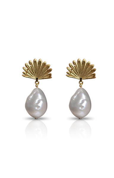 Boh Runga - Piwakawaka Pearl Drop Earrings Gold Plate