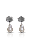 Boh Runga - Piwakawaka Pearl Drop Earrings Silver