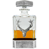 English Pewter Company - Regal Stag Rectangular Pewter Decanter Set with matching Tumblers