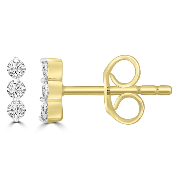 Brent Weatherall - 9ct Yellow Gold 3X Diamond Set Studs