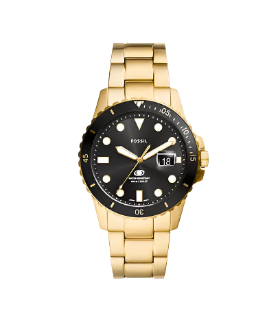 Fossil - Gold & Black Dive Three-Hand Date Watch