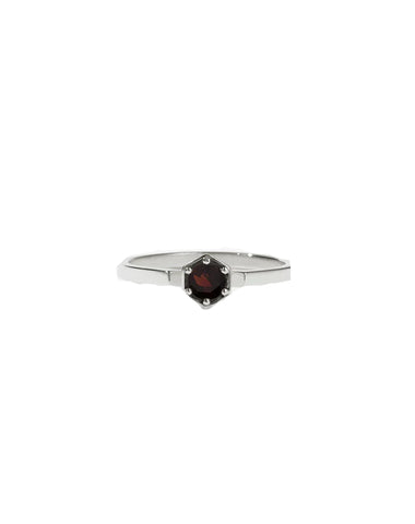 Meadowlark - Hexagon Solitaire Ring Sterling Silver Thai Garnet