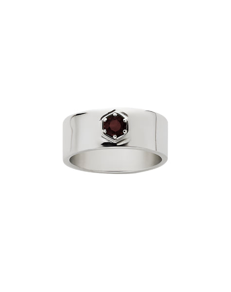 Meadowlark - Hex Stone Band Silver Thai Garnet