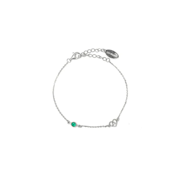 Georgin- Natural Green Agate & Two Natural Diamond May Bracelet Silver