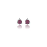 Diamonds by Georgini - Natural Ruby and Two Natural Diamond July Earrings Silver