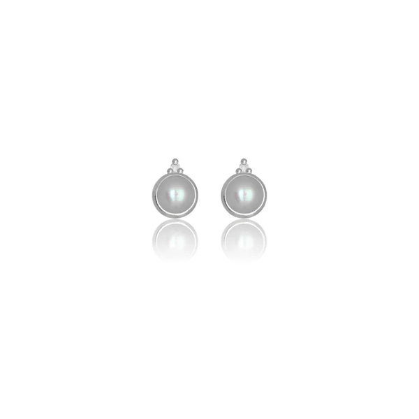 Diamonds by Georgini - Freshwater Pearl and Two Natural Diamond June Earrings Silver