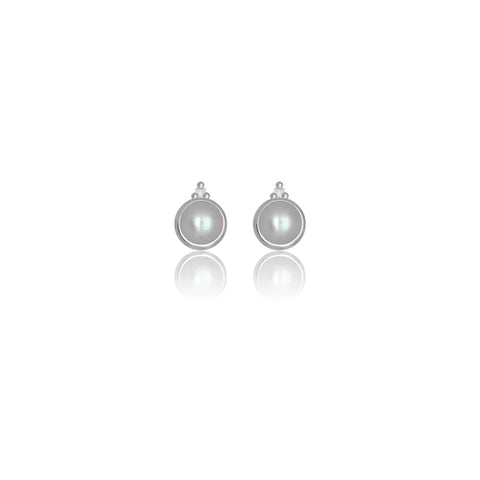 Diamonds by Georgini - Freshwater Pearl and Two Natural Diamond June Earrings Silver