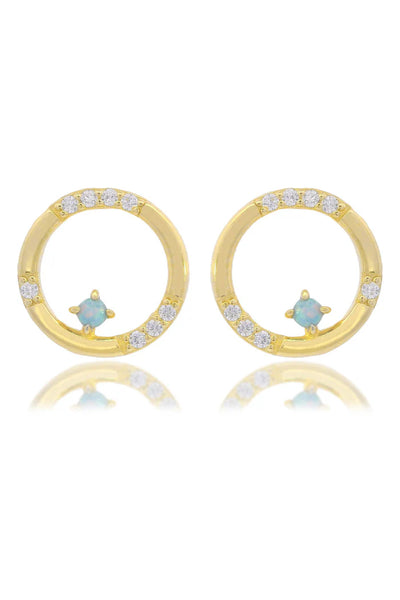 Georgini - Opal Glow Blue Created Opal Circle Earrings Gold