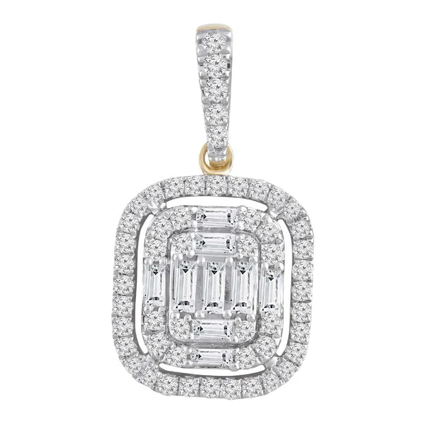 Brent Weatherall - 9ct Two Toned Diamond Cluster Pendant On A 9ct Yellow Gold 45cm Chain