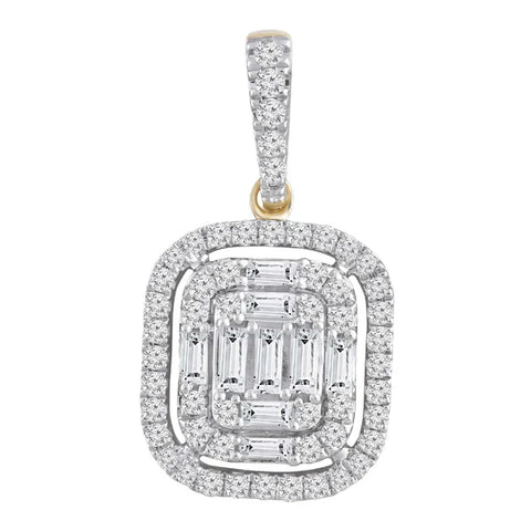 Brent Weatherall - 9ct Two Toned Diamond Cluster Pendant On A 9ct Yellow Gold 45cm Chain