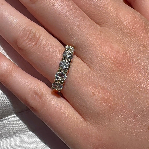 BWJ - 9ct Yellow Gold 5X Brilliant Cut Certificated 2ct Lab Grown Diamond Anniversary Ring