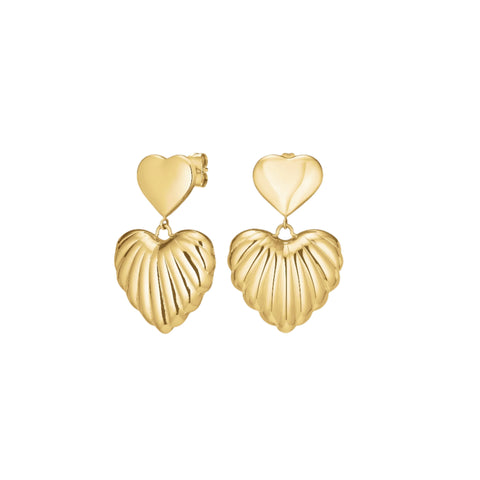 Rosefield - Double Heart Earrings Gold Plated