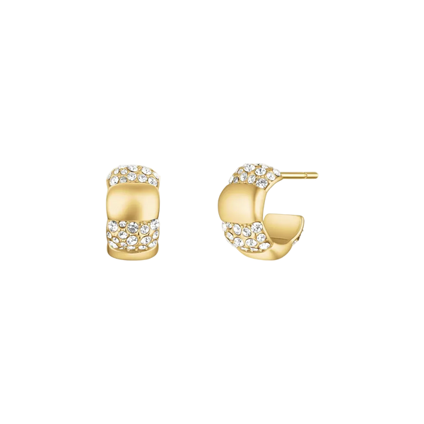 Rosefield Jewellery - Striped Crystal Huggies Gold Plated