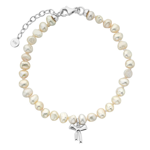 Karen Walker -Petite bow with pearls bracelet with Freshwater pearls 18.5cm +3.5cm