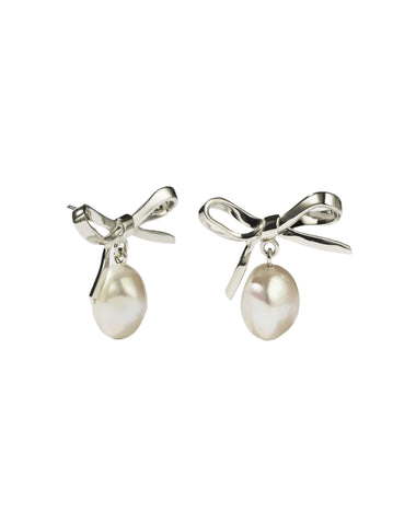Meadowlark - Bow Pearl Studs Sterling Silver