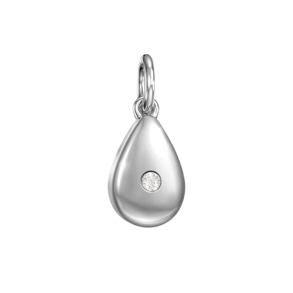 Love In A Jewel - The Love Drop Charm Silver With A Crystal