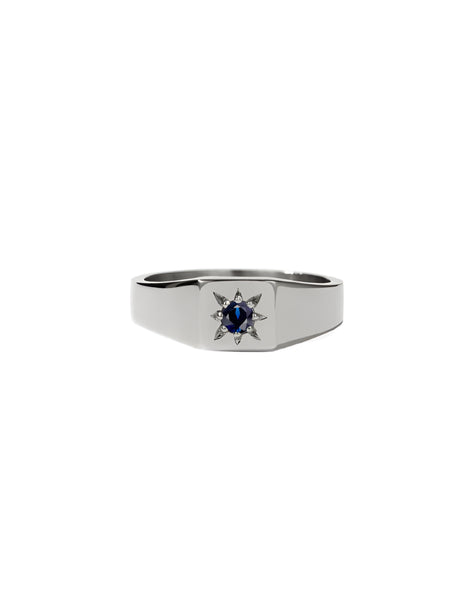 Meadowlark - Remy Signet Ring Sterling Silver & Blue Sapphire