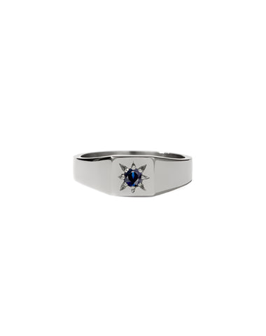 Meadowlark - Remy Signet Ring Sterling Silver & Blue Sapphire
