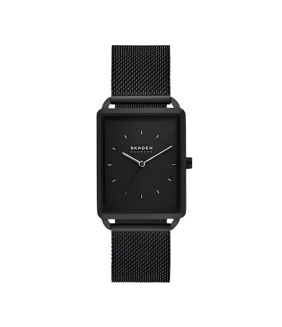 Skagen - Hagen Three-Hand Black Stainless Steel Mesh Watch