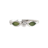 NickVon K - Pounamu and Cubic Zirconia Blossom ring in Sterling Silver