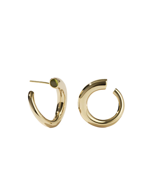 Meadowlark - Wave Earrings Medium Gold Plated Peridiot