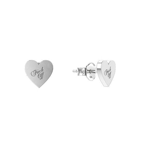Stolen Girlfriends Club - F*ck Off Heart Stud Earrings Silver