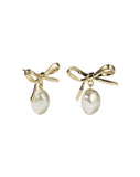 Meadowlark - Bow Pearl Studs Gold Plated