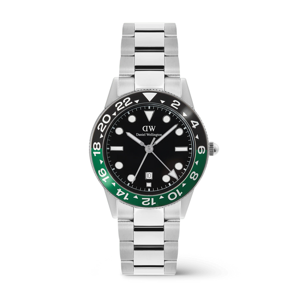 Daniel Wellington - Iconic GMT Link Black Green Ceramic Bezel Silver