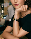 Edblad - Frame Enamel Bangle Black Gold Large