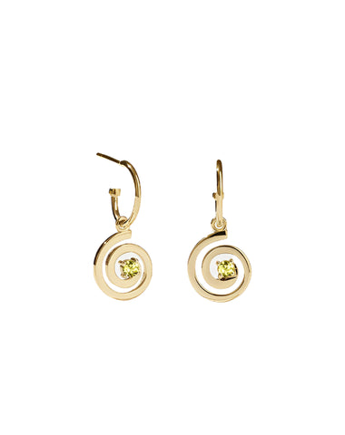 Meadowlark - Spiral Signature Hoops Gold Plated Peridot