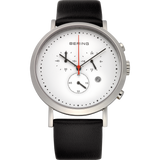 Bering - Gents SS Multifunction White Dial Black Leather Watch